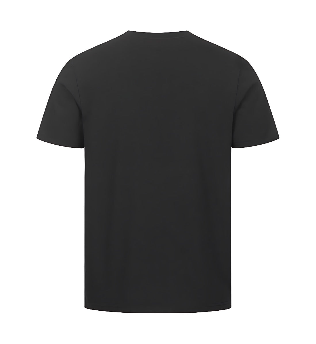 Schwarzes T-shirt für Männer in der Rückansicht mit einem post Apokalyptischen Design an der Front.