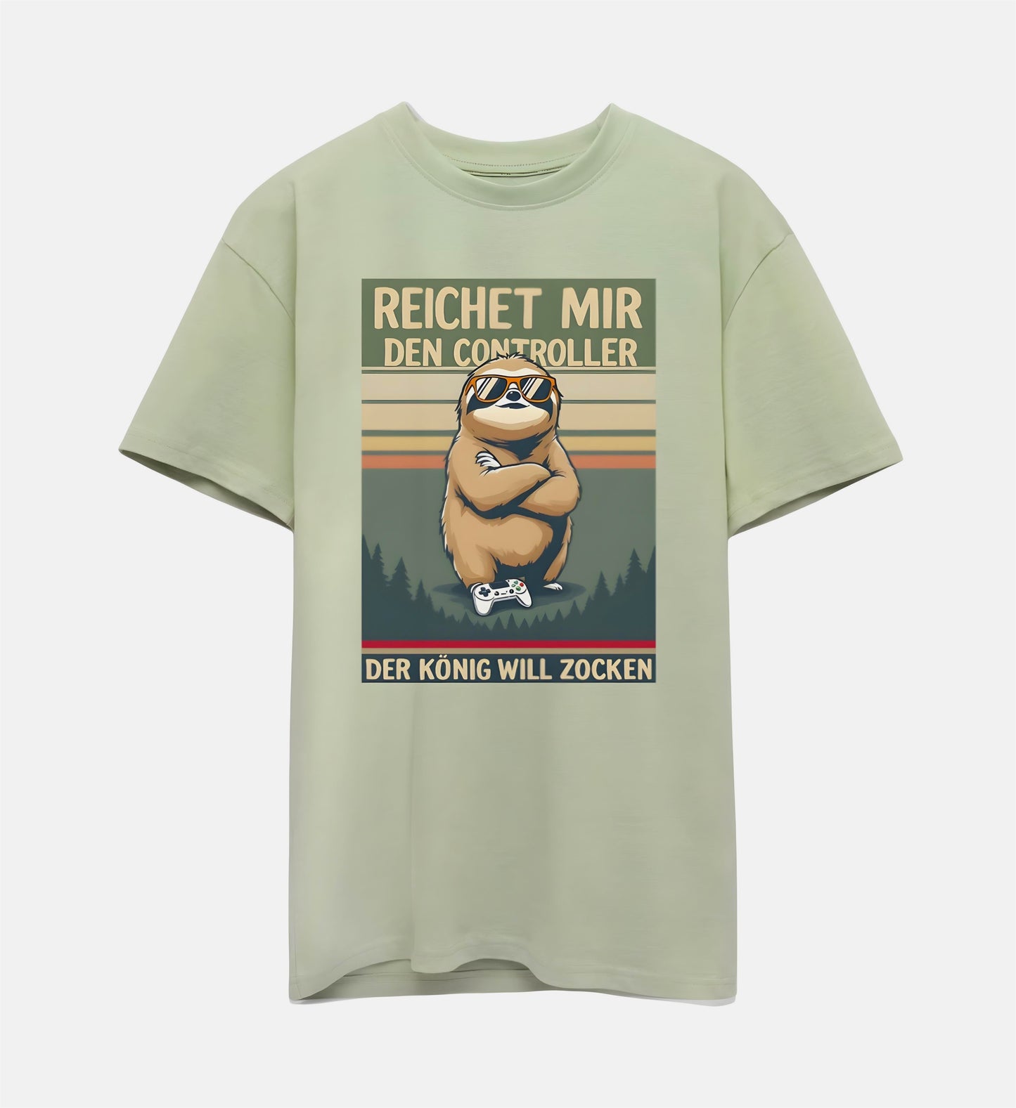 Green Shirt for Men with Retro Gaming Design on the front