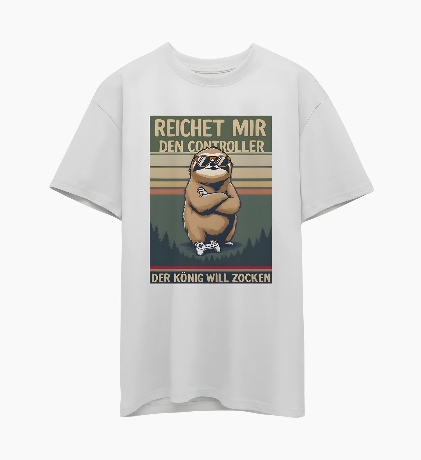 White Shirt for Men with Retro Gaming Design on the front
