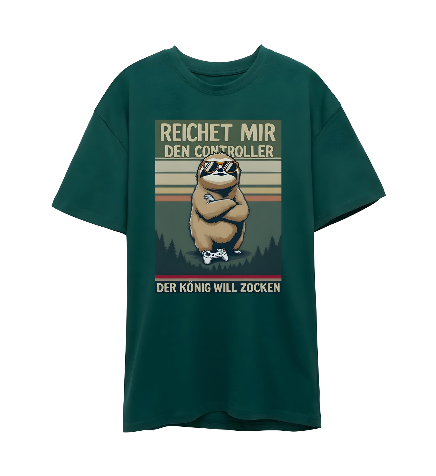 Dark Green Shirt for Men with Retro Gaming Design on the front