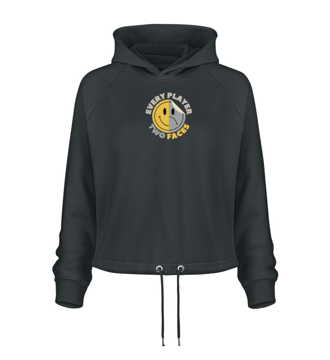 SAD or SMILE - Bower Hoodie ST/ST in india ink grey - front view - GAMECHARM