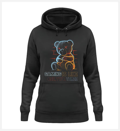 Teddy Kollektion - Damen Hoodie in black, front view - GAMECHARM