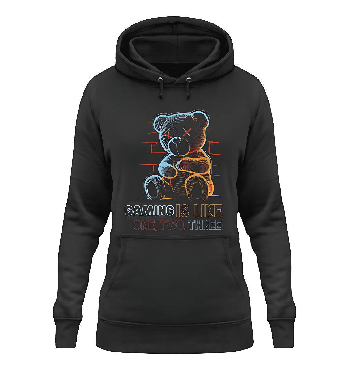 Teddy Kollektion - Damen Hoodie in black, front view - GAMECHARM