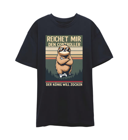French Navy Shirt for Men with Retro Gaming Design on the front