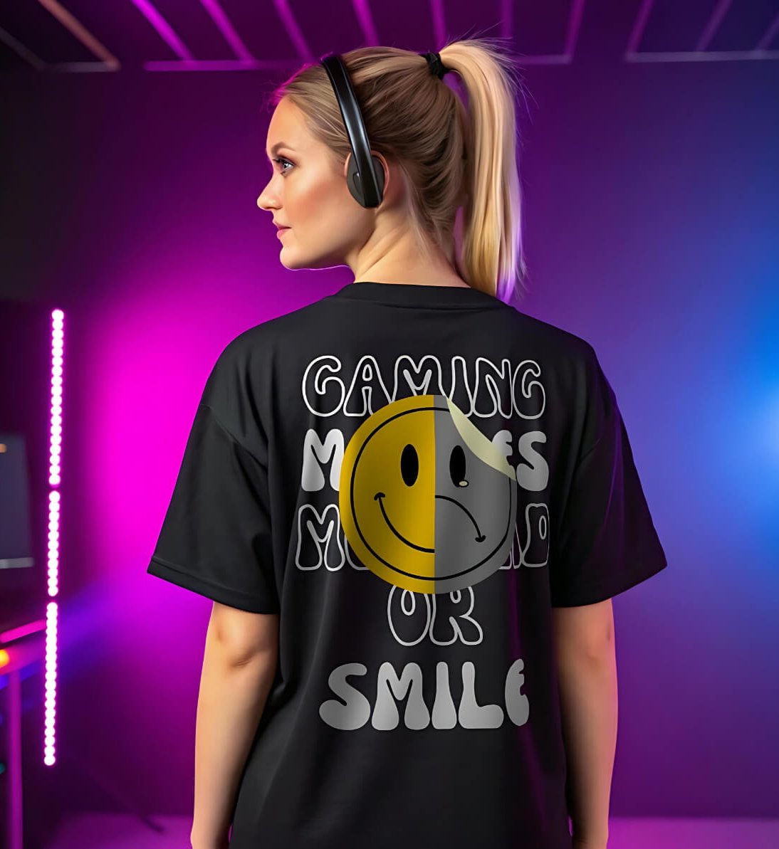 SAD or SMILE - Heavy Oversized T-Shirt - GAMECHARM