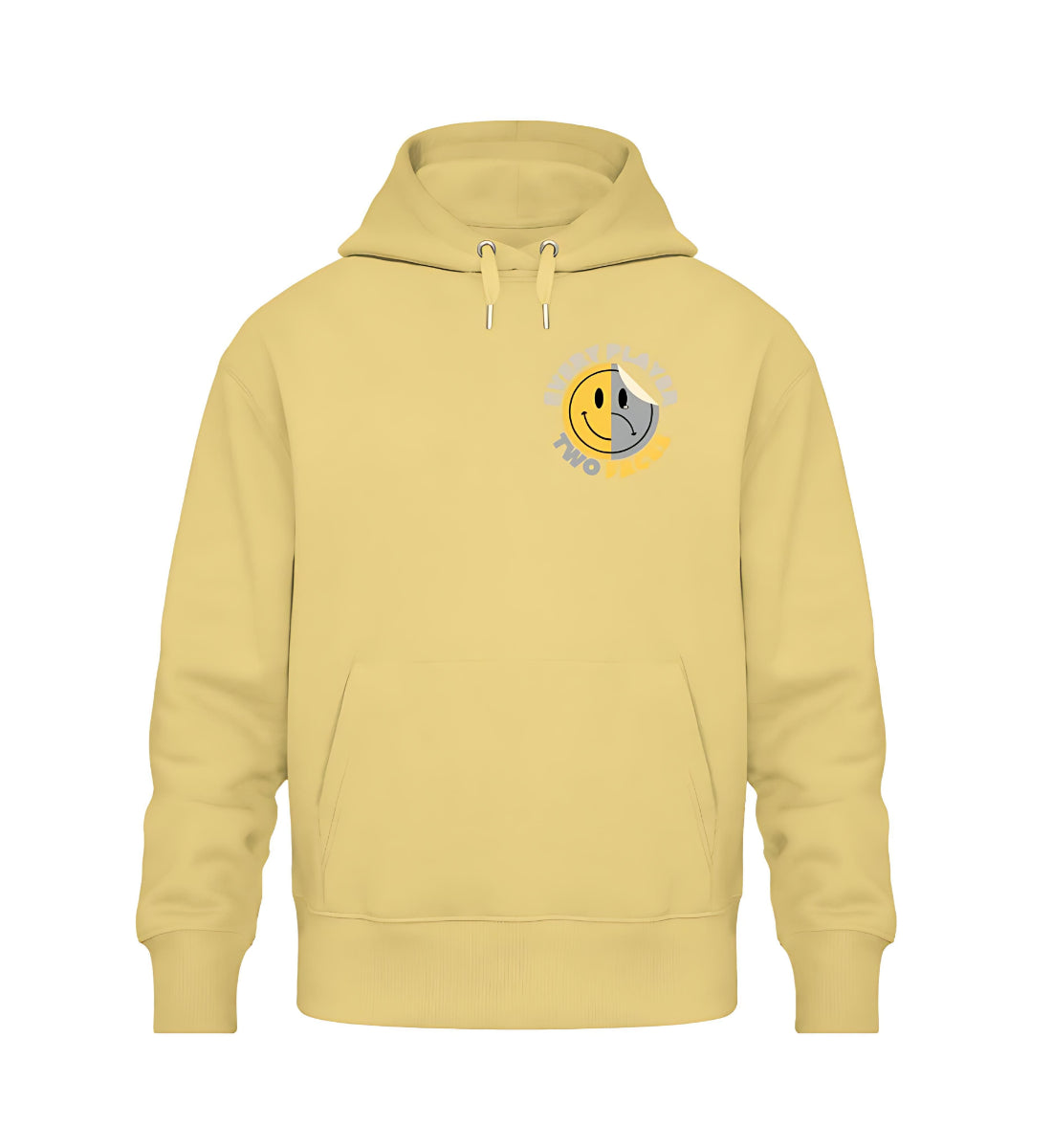 SAD or SMILE - Oversized Hoodie in yellow - Front view - GAMECHARM