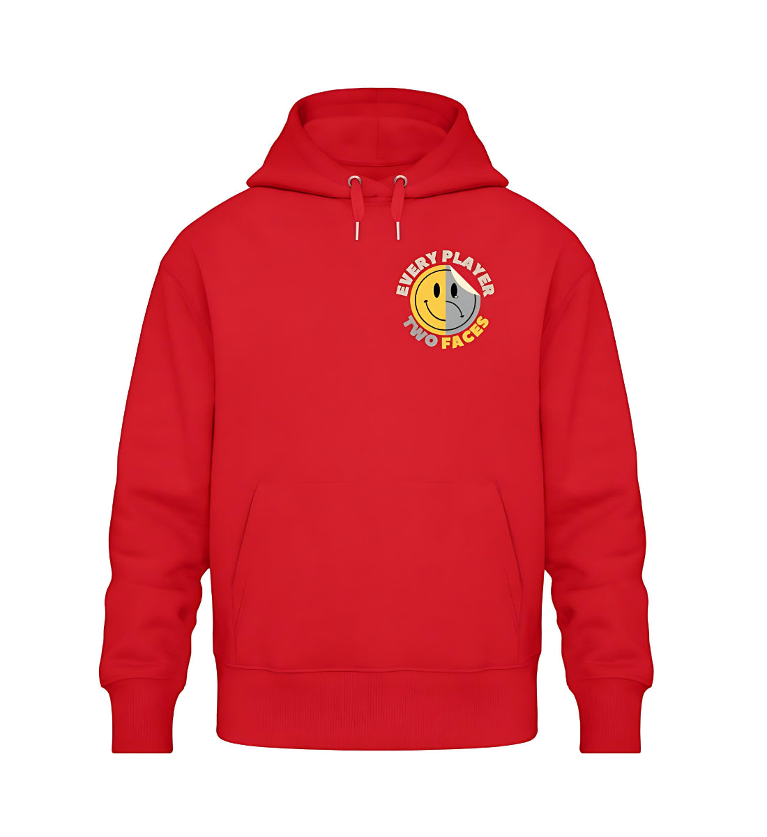 SAD or SMILE - Oversized Hoodie in red - Front view - GAMECHARM