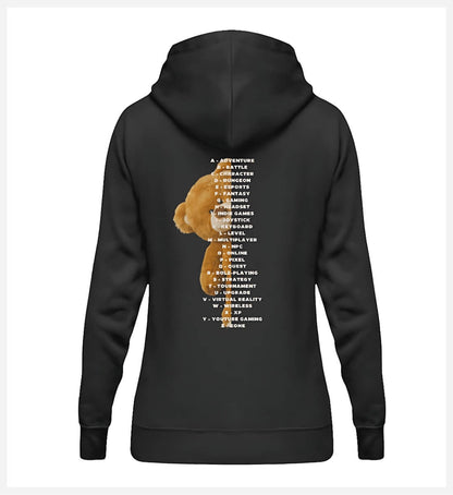 Teddy Kollektion - Damen Hoodie in black, back view - GAMECHARM