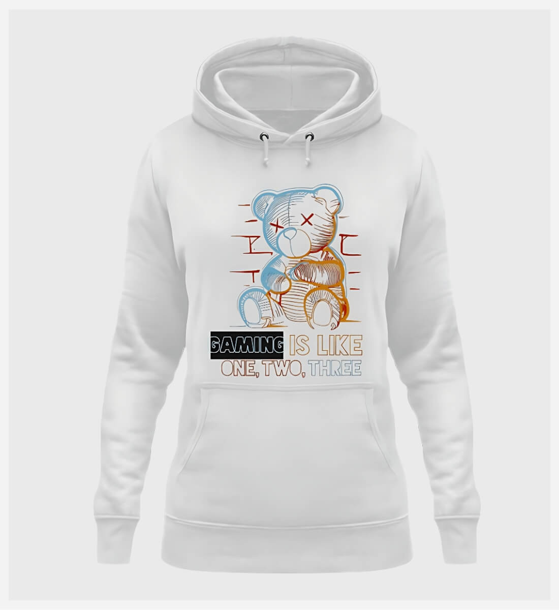 Teddy Kollektion - Damen Hoodie in white, front view - GAMECHARM