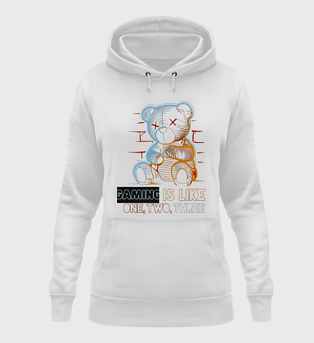 Teddy Kollektion - Damen Hoodie in white, front view - GAMECHARM