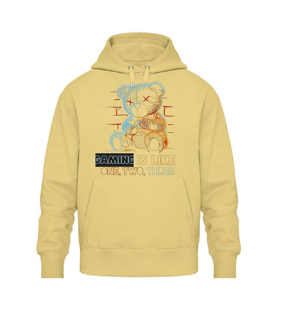 Teddy Kollektion - Organic Oversized Hoodie in gelb - Frontansicht - GAMECHARM