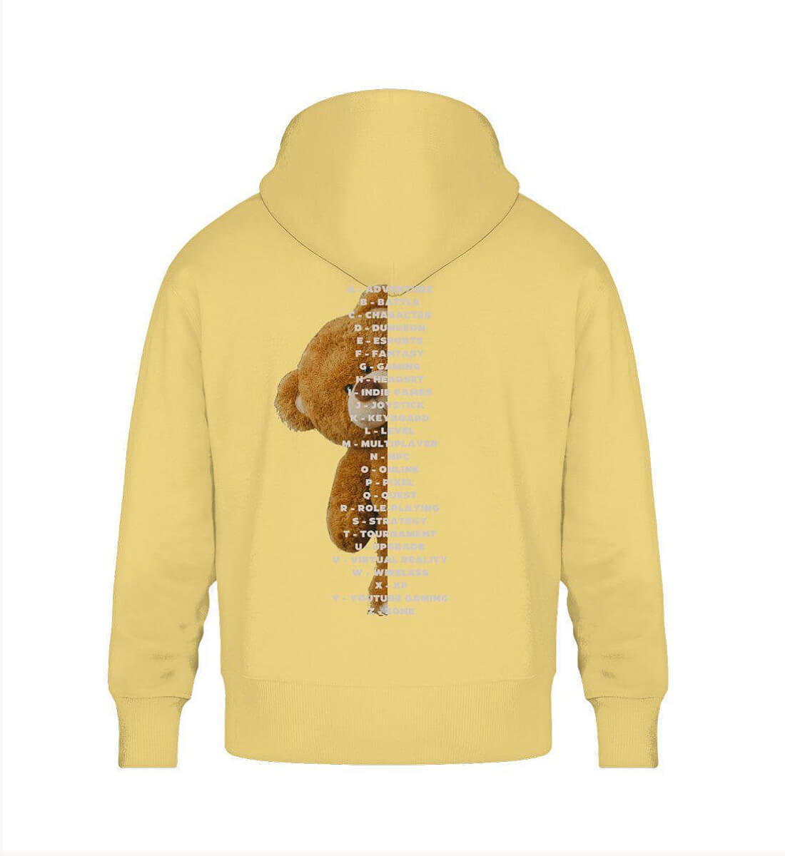 Teddy Kollektion - Organic Oversized Hoodie in gelb - Rückansicht - GAMECHARM