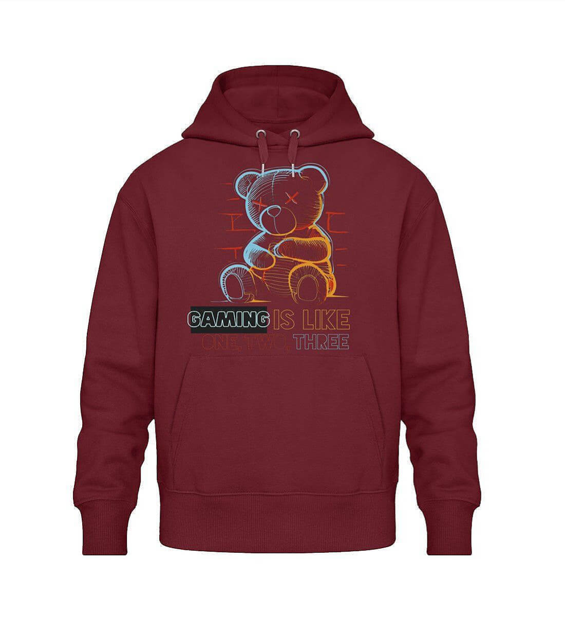 Teddy Kollektion - Organic Oversized Hoodie in rot - Frontansicht - GAMECHARM