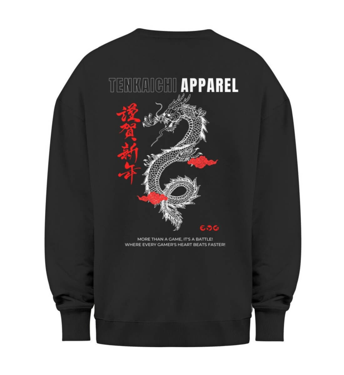 Tenkaichi - Oversize Sweater in black - Back view - GAMECHARM